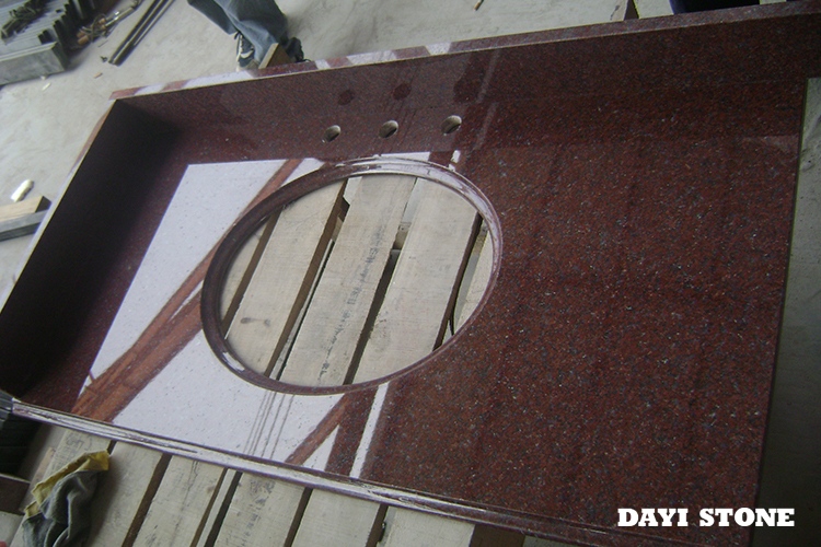 Red Granite Stone Vanitytop Top and front Ogee edge - Dayi Stone